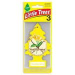 Yellow Little Trees Vanillaroma tree-shaped air freshener in retail blister pack with a visible '3' on header.
