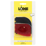 Blister-packaged Lodge Scraper Combo Set with a black ridged scraper and a red silicone scraper visible through clear plastic.