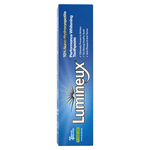 Tall blue rectangular box showing Lumineux branding and 10% Nano-Hydroxyapatite claim on packaging