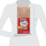 Great Value packaged brown kraft lunch bags shown against a gray mannequin silhouette with an 11-inch height marker.