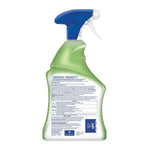 Rear view of a green Lysol Bleach spray bottle showing the printed directions, warnings and UPC panel on the back label