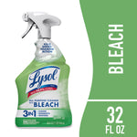 Green Lysol Bleach multi-purpose cleaner bottle with foaming action label and 32 fl oz callout on green panel
