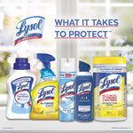 Studio image of multiple Lysol cleaning products lined up under headline 'What it takes to protect'