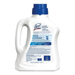 Rear view of a white Lysol Laundry Sanitizer bottle showing the product information and directions label