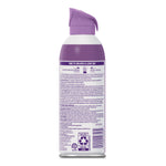 Rear view of a purple Lysol Air Sanitizer can showing back label text, barcode, and recycling icons