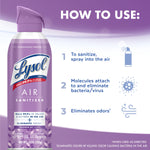 How-to-use graphic beside a Lysol Lavender Air Sanitizer can listing three numbered usage steps