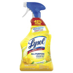 Single Lysol All Purpose Cleaner Lemon Breeze spray bottle with blue trigger and lemon imagery on white background