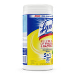Angled front-right view of a Lysol lemon & lime disinfecting wipes canister showing label and logo