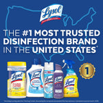 Promotional banner declaring Lysol the #1 most trusted disinfection brand with a map outline and assorted Lysol product images