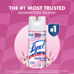 Centered Lysol spray can with floral accents and '#1 most trusted disinfection brand' headline