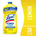 Yellow Lysol Power Clean concentrated multi-surface cleaner bottle with lemon imagery and bold 'Power Clean' label