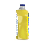 Narrow side profile of a yellow Lysol liquid cleaner bottle showing partial label and handle contour