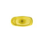 Top-down view of the yellow Lysol bottle showing the oval shoulder and central dark cap shadow
