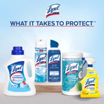 Assortment of Lysol cleaning products displayed together under the heading 'What it takes to protect'