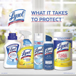 Lifestyle-style image showing a lineup of multiple Lysol products including a Brand New Day bottle among other cleaners and wipes