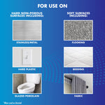 For use on panel showing hard non-porous and soft surfaces with photographic tiles like metal, bedding, porcelain and fabric