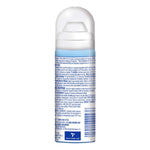 Rear view of a Lysol To Go travel-size disinfectant spray can showing usage and ingredient text on the label.