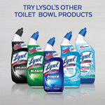 Promotional graphic showing a lineup of various Lysol toilet bowl cleaner bottles against a neutral background