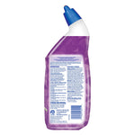 Back label of a purple Lysol clinging gel toilet bowl cleaner bottle showing directions, warnings and barcode