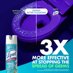 Graphic showing toilet bowl comparison and Lysol can with text claiming 3x more effective at stopping the spread of germs