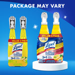 Two Lysol All Purpose Cleaner value-pack render showing two different package designs side by side with a blue background