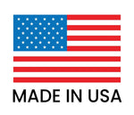 American flag graphic above bold text 'MADE IN USA' as a product origin badge.