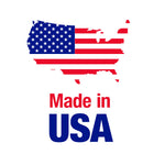 Map of the United States filled with American flag motif above the words Made in USA in red and blue