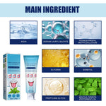 Grid of ingredient tiles titled 'Main Ingredient' with images and labels like glycerin and peppermint alongside product photo.