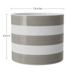 Mainstays Andrew round ceramic planter with birch-gray and vanilla stripes with dimensions 7.8 in diameter and 6.9 in height