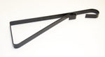 Black 12-inch iron plant hanger bracket laid flat on a white background showing hook and triangular support