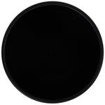Top-down view into a matte black round planter showing the dark interior and circular rim.