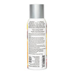 Rear view of a Mainstays Cranberry Mandarin room spray can showing ingredient and usage text, barcode, and warning panel