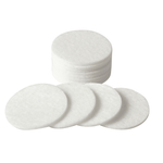 Stacked and fanned white circular felt pads shown on a white background for diffuser replacement
