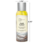 Mainstays Fresh Cotton room spray can with measurement callouts indicating width and height dimensions.