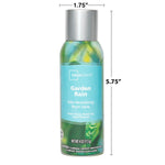 Mainstays Garden Rain room spray can with measurement callouts showing 1.75" width and 5.75" height