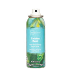 Mainstays Garden Rain room spray can photographed without its silver cap revealing the white spray nozzle
