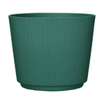 Parker green ribbed recycled-resin planter with vertical fluted texture on a white background