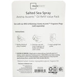 Back of Mainstays Salted Sea Spray oil refill package with usage instructions, warnings and material content text.