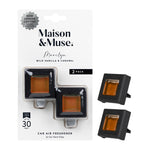 Maison & Muse Marilyn wild vanilla & caramel car vent clip two-pack in retail blister card