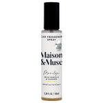 Maison & Muse Marilyn car freshener spray bottle with white label and black cap, front view