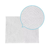 White napkin sheet with a circular magnified inset highlighting the paper's textured, dimpled surface