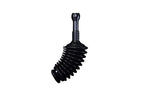 Flexible black plunger shown bent to display accordion bell and textured handle