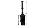 Black heavy-duty plunger with dimension arrows showing 21" overall and 9" bell height