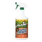 Mean Green Super Strength spray bottle on white background with green and orange label