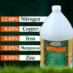 Medina Hasta Gro gallon bottle with nutrient panel graphic listing nitrogen, copper, iron, manganese and zinc percentages