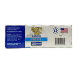 Side view of Medium Trash Bags packaging showing product logo, twist tie label, barcode and made-in-USA flag on white background