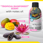 Product shot of Meguiar’s Tropical Rainforest can with mango, lotus flower and tonka visuals