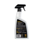 Rear view of Meguiar's spray bottle showing back label and instructions against a white background