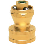 Brass Melnor MityMite Mini-Twist nozzle close-up showing swivel and ball bearings