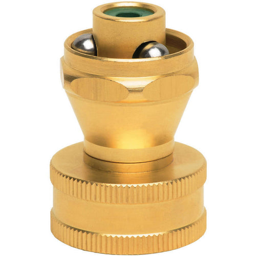 Brass Melnor MityMite Mini-Twist nozzle close-up showing swivel and ball bearings